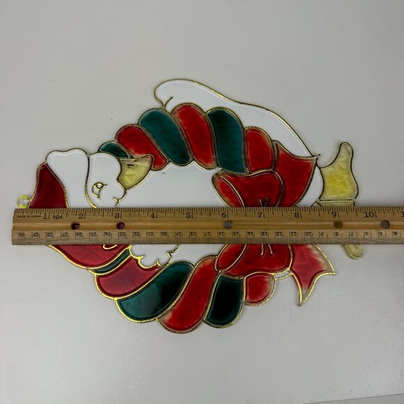 Vtg Plastic Suncatcher Stained Faux Glass Christmas Goose Duck Giftco Holiday - Picture 5 of 15